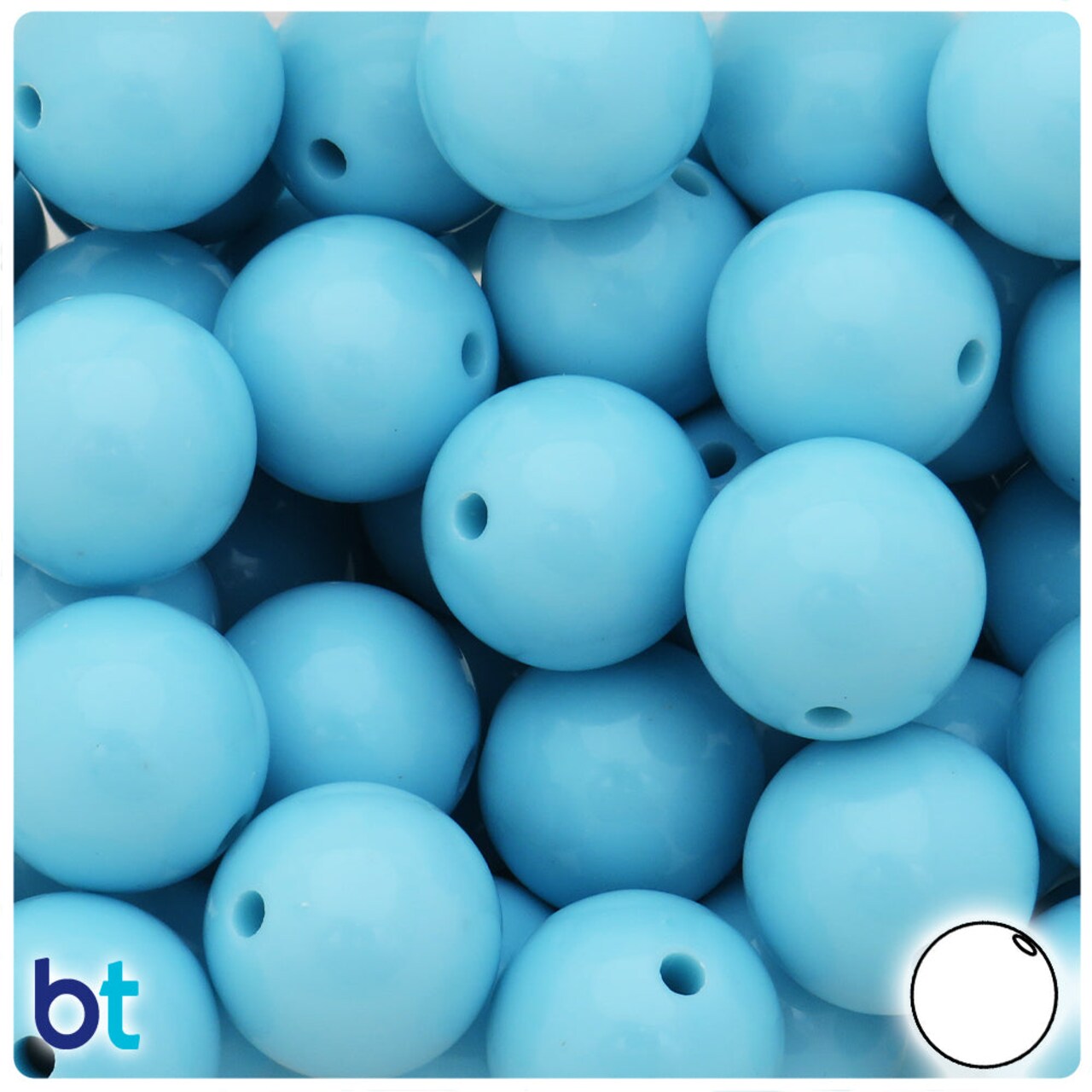 BeadTin Light Blue Opaque 20mm Round Plastic Craft Beads (10pcs)